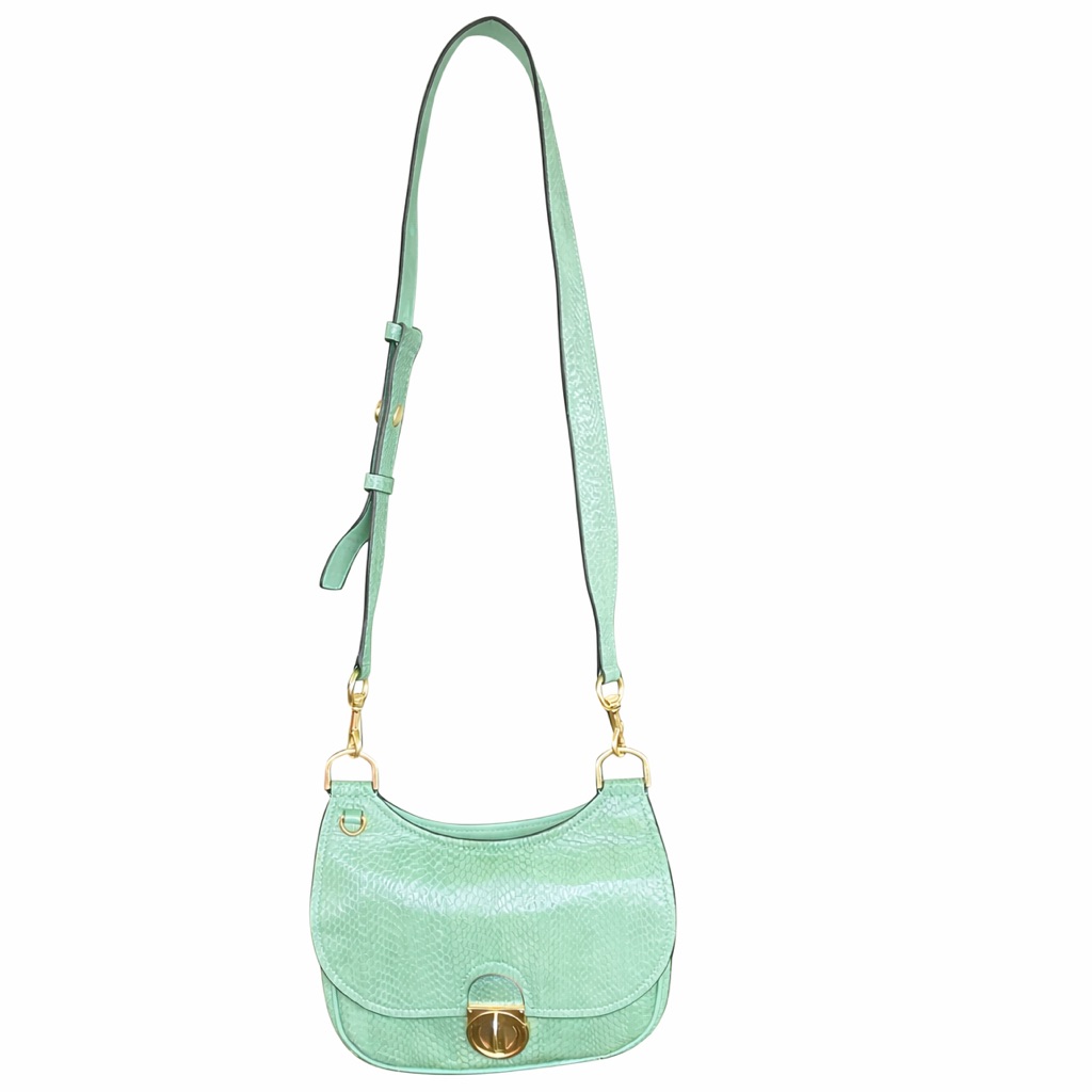Tory Burch James Snake Embossed Leather Crossbody Menthol Vguc 2020